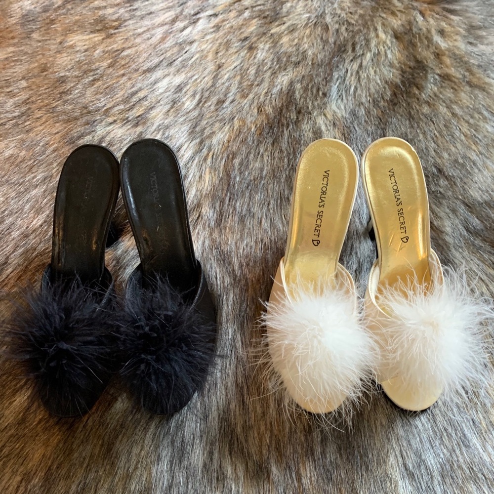 NWOT Victoria’s Secret Marabou Satin Slippers